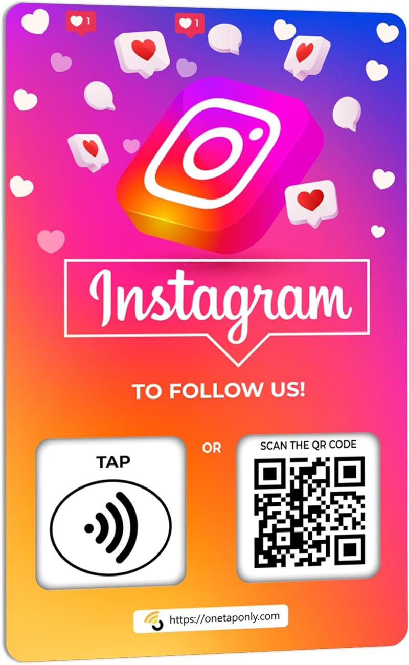 One Tap Only 1 Unit Social Review Tap Card | Review QR Code | Contactless review card | NFC Tap Card | Unlimited Use (1-Instagram Card) - Image 1
